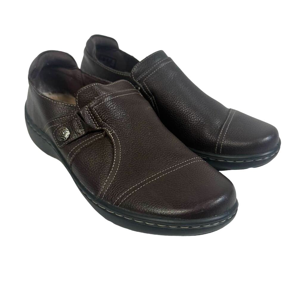Clarks Ultimate Comofort Cora Poppy Brown Loafers Slip On Shoes Women's 10